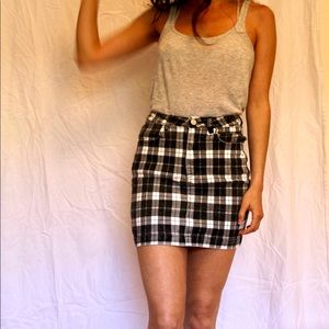 Vintage Black and White Plaid Bodycon Skirt